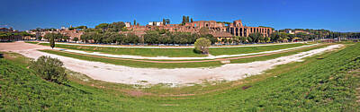 Landmarks Rights Managed Images - The Circus Maximus and ancient Rome landmarks panoramic view Royalty-Free Image by Brch Photography