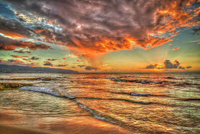 Graduation Sayings - The Days End Sunset North Shore Oahu Hawaii Seascape Art by Reid Callaway