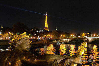 Anchor Down - The Eiffel Tower Reflections Seine River Paris France by Wayne Moran