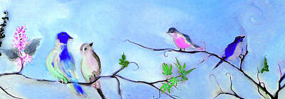 Birds Digital Art Rights Managed Images - The Greenest Leaves Painting Royalty-Free Image by Lisa Kaiser
