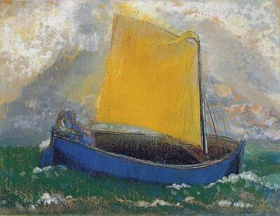 Recently Sold - Transportation Royalty-Free and Rights-Managed Images - The Mysterious Boat, 1890-95 by Odilon Redon