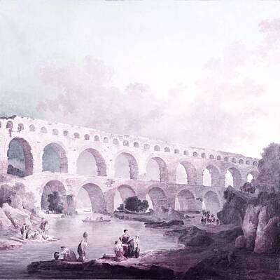 Namaste With Pixels - The Pont Du Gard by Hubert Robert -  infrared version by Celestial Images