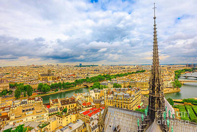 Paris Skyline Photos - the spire of Notre Dame cathedral by Benny Marty