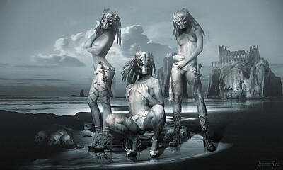 Surrealism Digital Art - The three graces Gods and heroes series by George Grie