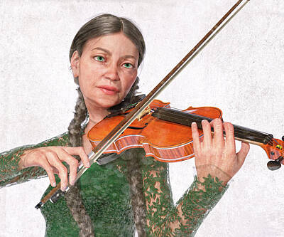 Music Digital Art - The Violin Mother by Betsy Knapp
