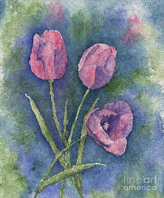 The Champagne Collection - Three Pink Tulips 2 by Conni Schaftenaar