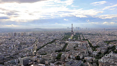 Paris Skyline Photos - Tour Eiffel aerial view by Benny Marty