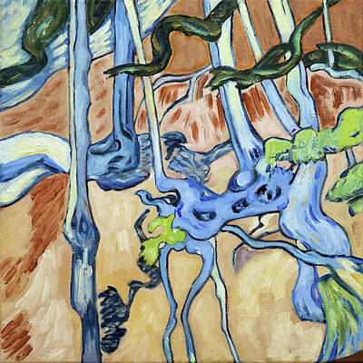 Parks - Tree Roots, diptych, left panel, after Vincent Van Gogh by Linda Falorio