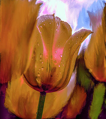 Abstract Flowers Mixed Media - Tulips yellow #i7 by Leif Sohlman