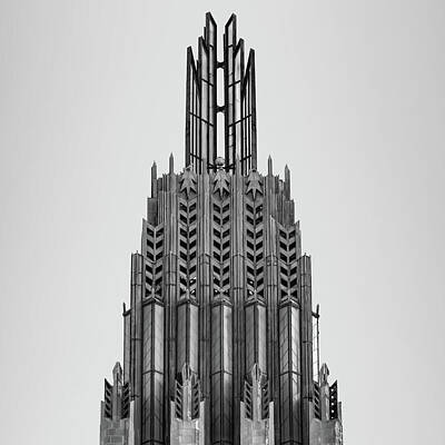 New York Skyline Royalty-Free and Rights-Managed Images - Tulsa Art Deco Architecture - Boston Avenue United Methodist Church - Black and White by Gregory Ballos