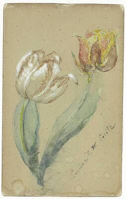 Outdoor Graphic Tees - Twee tulpen, Louise Lintz, 1848 - 1911 by Louise Lintz