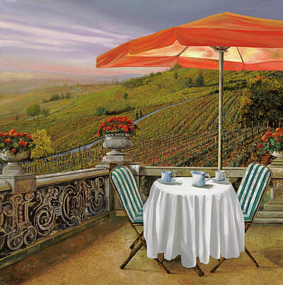 War Ships And Watercraft Posters - Un Caffe Nelle Vigne by Guido Borelli