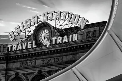 Royalty-Free and Rights-Managed Images - Union Station Travel by Train - Denver Colorado Monochrome by Gregory Ballos