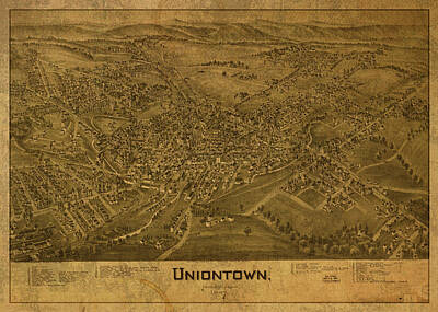 City Scenes Mixed Media Rights Managed Images - Uniontown Pennsylvania Vintage City Street Map 1897 Royalty-Free Image by Design Turnpike