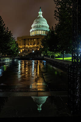 Lets Be Frank - US Capitol on a Rainy Night by Robert Powell