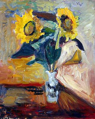Sunflowers Paintings - Henri Matisse - Vase of Sunflowers by Jon Baran