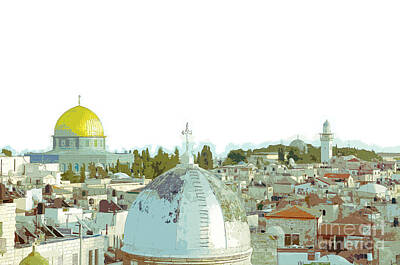 Blue Hues Royalty Free Images - view of the Old City, Jerusalem k1 Royalty-Free Image by Humorous Quotes