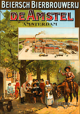 Beer Paintings - Vintage Amstel Beer Amsterdam by Peter Ogden