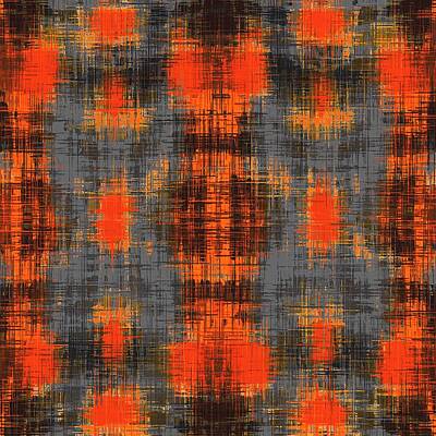 Rights Managed Images - Vintage Geometric Plaid Pattern Abstract In Orange Brown Black Royalty-Free Image by Tim LA
