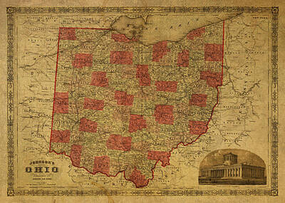 Scott Listfield Astronauts - Vintage Map of Ohio 1864 by Design Turnpike