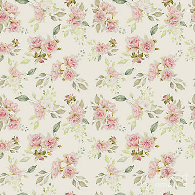Recently Sold - Roses Royalty Free Images - Vintage Rose Pattern Royalty-Free Image by Amanda Jane