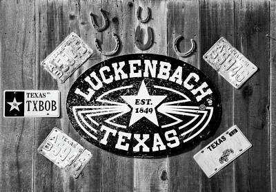 Wild And Wacky Portraits - Vintage Signs of Luckenback Texas in Black and White by Lynn Bauer