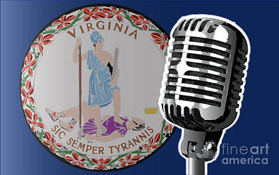 Blue Hues - Virginia Flag And Microphone by Bigalbaloo Stock