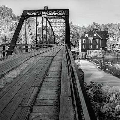 Birds Royalty-Free and Rights-Managed Images - War Eagle Bridge and Mill - Infrared Monochrome 1x1 by Gregory Ballos