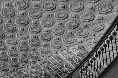 Cities Royalty-Free and Rights-Managed Images - Washington Union Station Ceiling Washington D.C. - Black and White by Marianna Mills