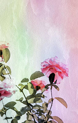 Still Life Mixed Media - Watercolor Rose by Susan Maxwell Schmidt