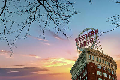 Royalty-Free and Rights-Managed Images - Western Auto Sign Sunrise - Downtown Kansas City by Gregory Ballos