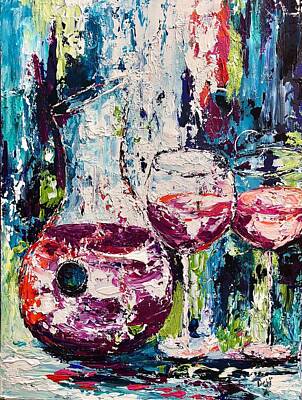 Wine Painting Rights Managed Images - Wine and Circles Royalty-Free Image by Debi Starr