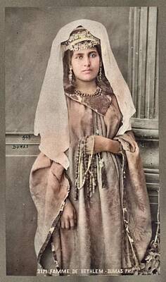 Vintage Baseball Players - Woman from Jerusalem c1889 by Tancrede Dumas 3 colorized by Ahmet Asar by Celestial Images