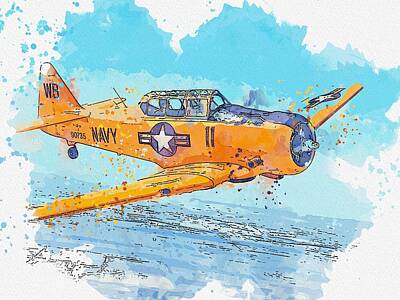 Barn Photography - Yak-9 Soviet WW II Warbird watercolor by Ahmet Asar by Celestial Images