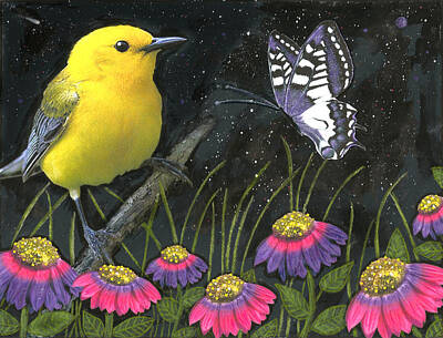 Birds Mixed Media - Yellow Prothonotary Warbler  by Lorene Troyer