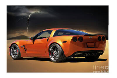 Nighttime Street Photography Rights Managed Images - 2007 Chevrolet Corvette Z06 C6R Royalty-Free Image by Dave Koontz