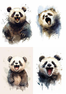 Comics Paintings - A  Cartoon  Panda  With  His  Mouth  Open  And  His  Ton  Ab      Bfff  Bfadcc by Artistic Rifki