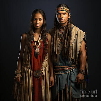 Football Painting Royalty Free Images - A  Couple  Of  Young  American  Indian  People  Standi  Dbd    Ff  Ae  Eeeeca Royalty-Free Image by Artistic Rifki