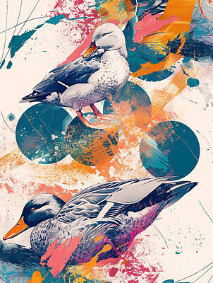 Birds Drawings Royalty Free Images - A graphic design of Duck Farm animals Royalty-Free Image by Clint McLaughlin