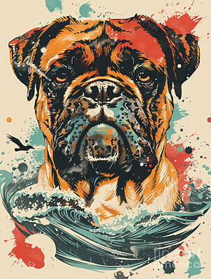 Surrealism Drawings Rights Managed Images - A vibrant mix of Bullmastiff Dog Royalty-Free Image by Clint McLaughlin