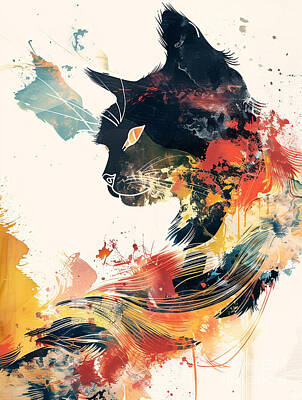 Mammals Drawings - A vibrant mix of Siamese Cat by Clint McLaughlin