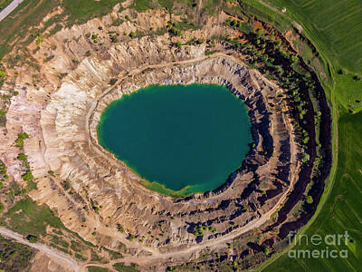 Watercolor Dogs - Aerial view of a crater of a minig pit by Nikolay Stoimenov