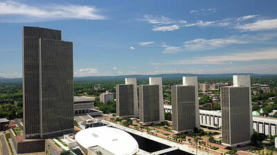 Skylines Rights Managed Images - Albany New York skyline aerial view Royalty-Free Image by Eldon McGraw