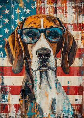 Landmarks Drawings - American English Coonhound puppy by Clint McLaughlin