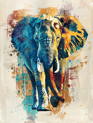 Animals Drawings - Animal image of African Elephant Wild animal by Clint McLaughlin