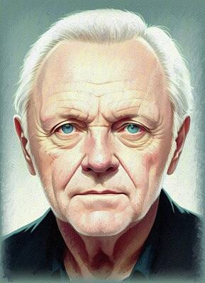 Celebrities Painting Royalty Free Images - Anthony Hopkins, Actor Royalty-Free Image by Sarah Kirk