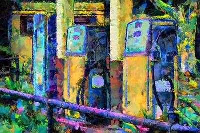 Lipstick Kiss - Antique Gas Pumps at The Station Los Alamos CA DP by Barbara Snyder