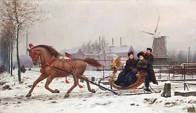Royalty-Free and Rights-Managed Images - Aristocratic family enjoying winter landscape by Karel Ooms