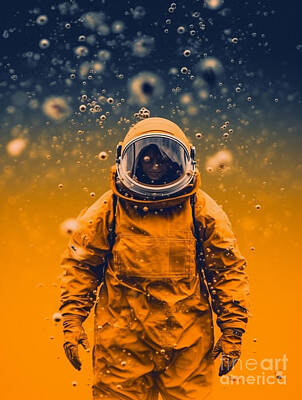 Surrealism Royalty Free Images - Astronaut  Surreal  Cinematic  Minimalistic  by Asar Studios Royalty-Free Image by Celestial Images