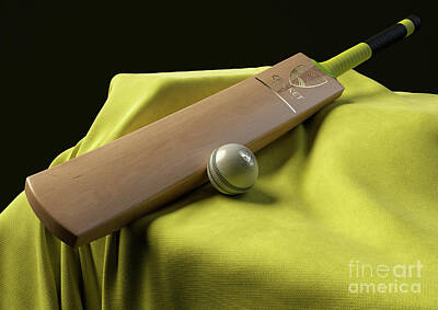 Sports Rights Managed Images - Australia Cricket Ball Bat And Fabric Royalty-Free Image by Allan Swart
